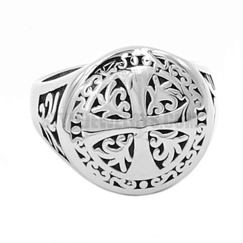 Cross Flower Ring Stainless Steel Jewelry Cross Ring SWR0715 - Click Image to Close